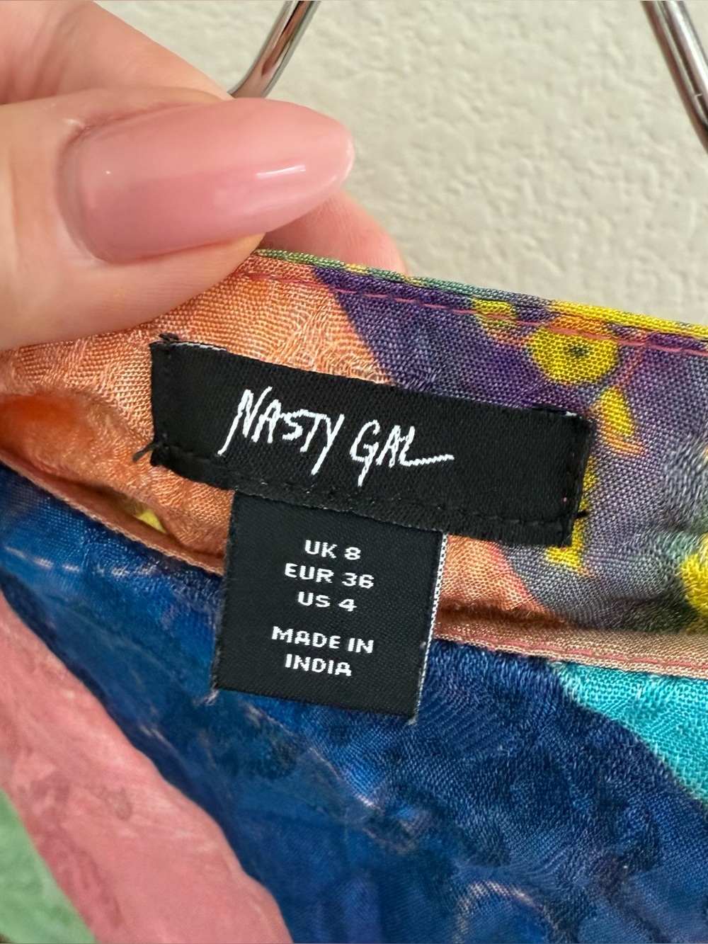 Nasty gal patchwork print satin midi maxi skirt boho size 4 hippie Gypsy - Picture 5 of 7